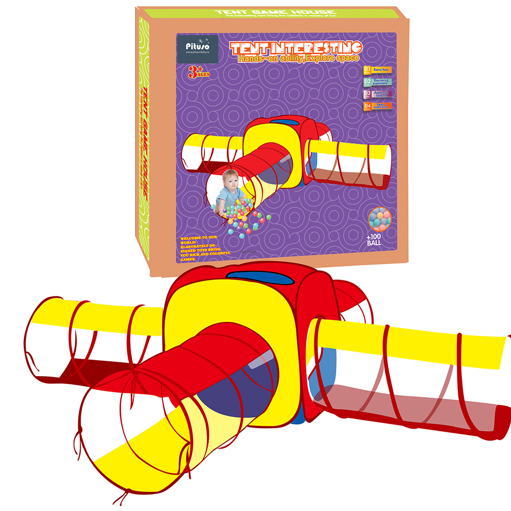 Дом + 100 шаров Pituso Квадрат+4 туннеля J1088H купить — фото 2