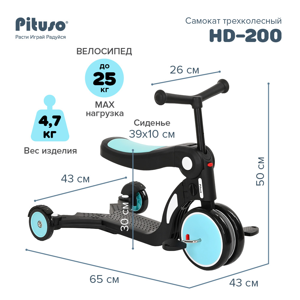 Самокат трехколесный 5 в 1 Pituso HD-200 купить — фото 15