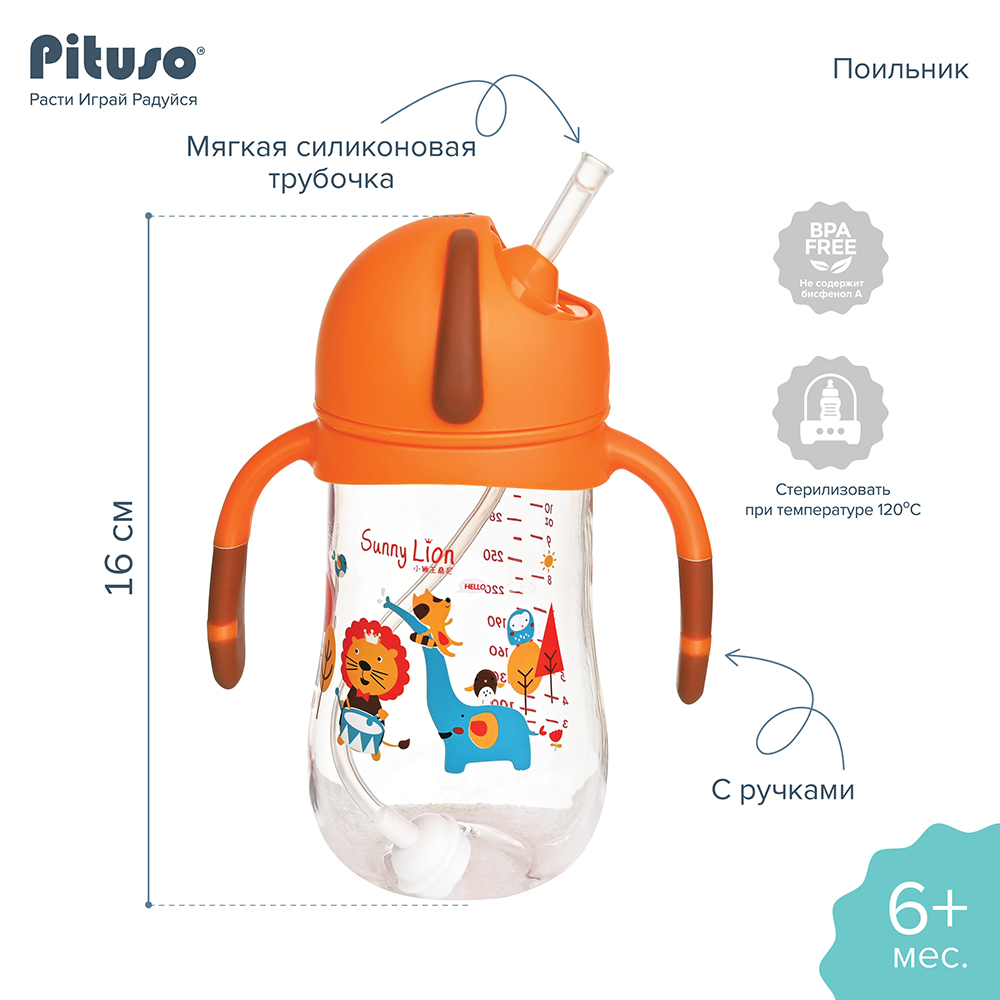 Поильник Pituso с ручками 320 мл SN6323 купить — фото 8