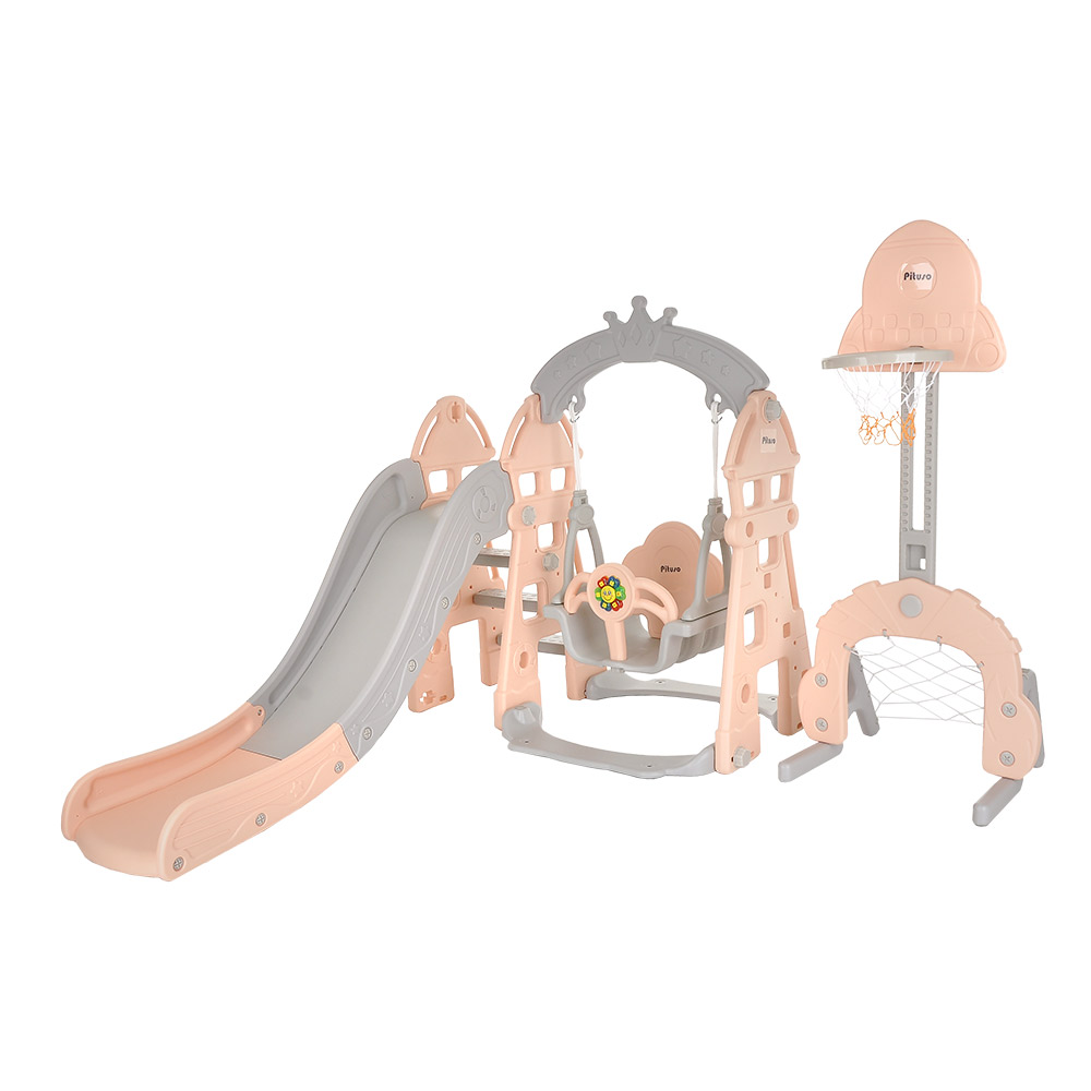 Горка-Комплекс Pituso Замок горка,качели,футб.ворота,баскет.стойка, звук L-DT05 купить — фото 1