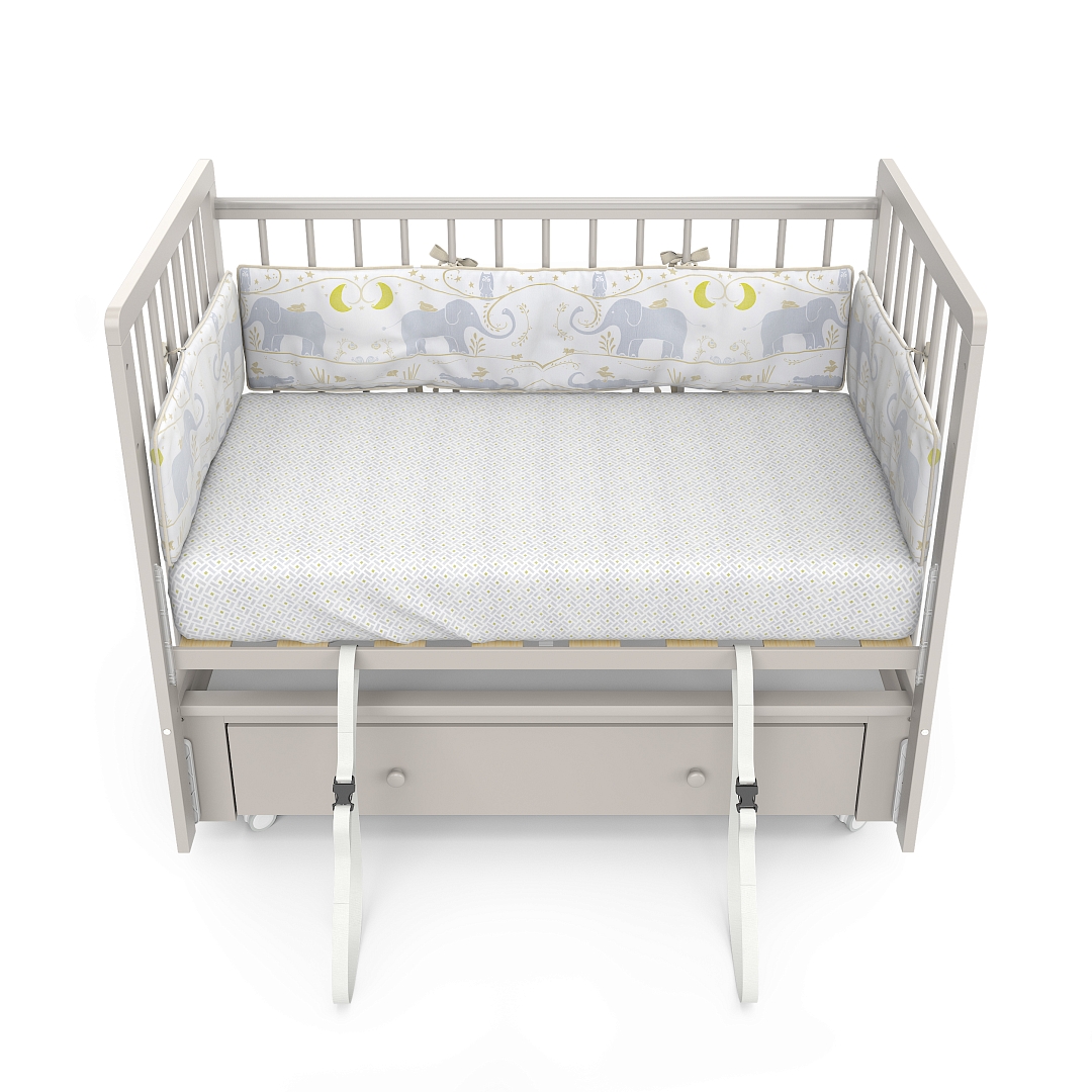 Кровать детская Pituso TINY ящик-маятник/колесо купить — фото 12