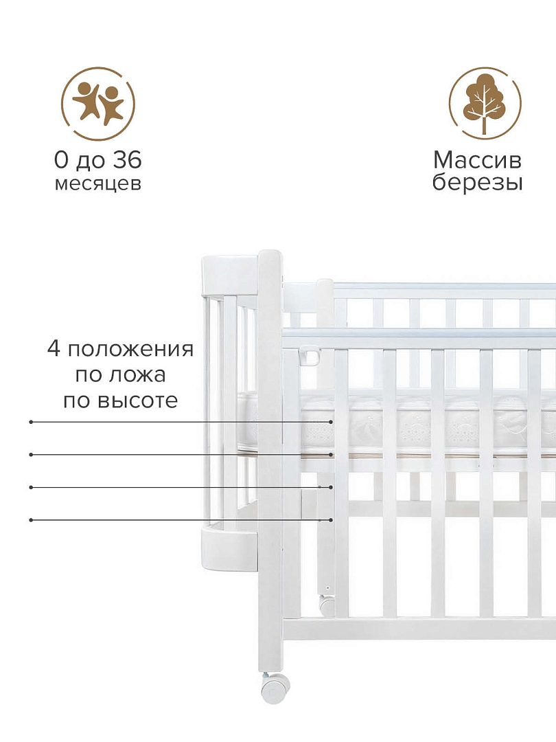 Кровать Pituso Olivia + маятник/ящик/автостенка/колесо 120*60 см Pit-103 купить — фото 14