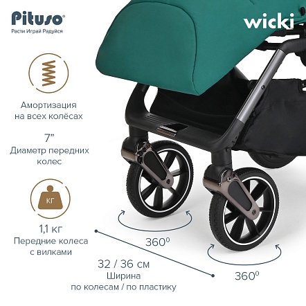 Прогулочная коляска Pituso Wicki PU Emerald/Изумруд ABF2022/Emerald