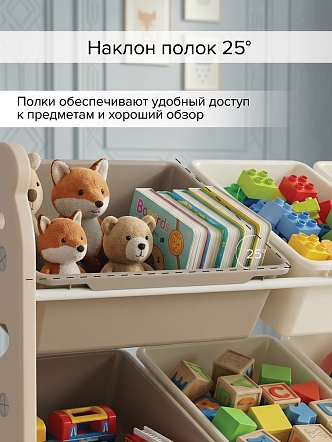 Стеллаж для игрушек с ящиками Pituso Балу,4 яруса 105*33*85 Beige/Бежевый NSNJ-0001-4-5-Beige купить — фото 12