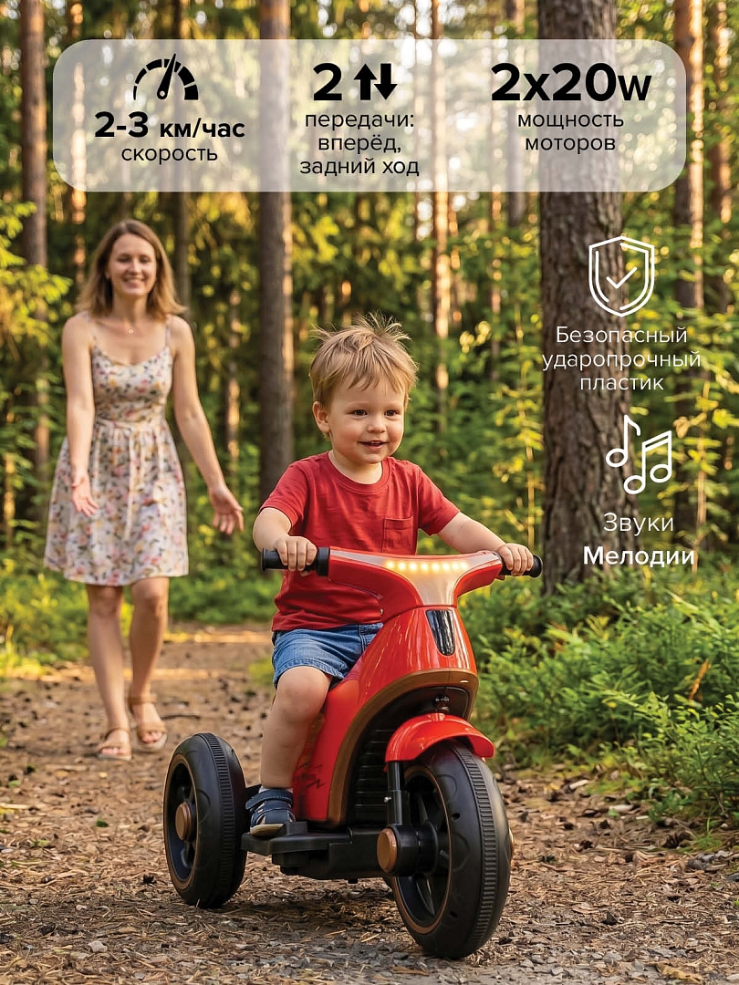 Электромотоцикл Pituso 6V/7Ah, двойной привод TM-013 купить — фото 14