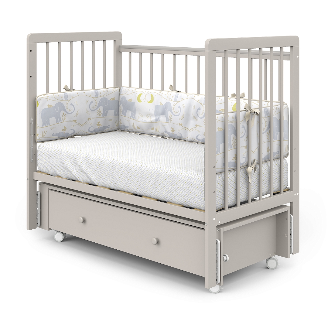 Кровать детская Pituso TINY ящик-маятник/колесо купить — фото 3