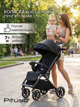 Прогулочная коляска Pituso Wicki PU Black/Черный  ABF2022/Black