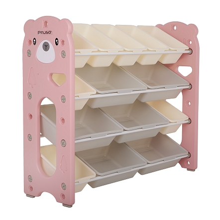 Стеллаж Pituso для игрушек с ящиками Балу,4 яруса,Pink/Розовый NSNJ-0001-3-5-Pink купить — фото 1