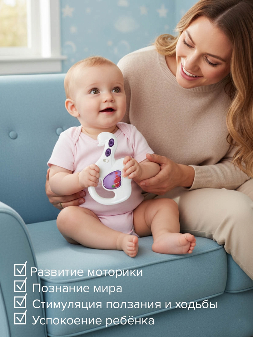 Развивающая игрушка-погремушка Pituso Лебедь свет,звук K999-101G купить — фото 4