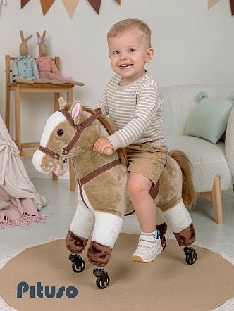 Каталка Pituso Лошадка c резин.колесами мягконаб.,муз. 57*23*60 см GS1016 купить — фото 6