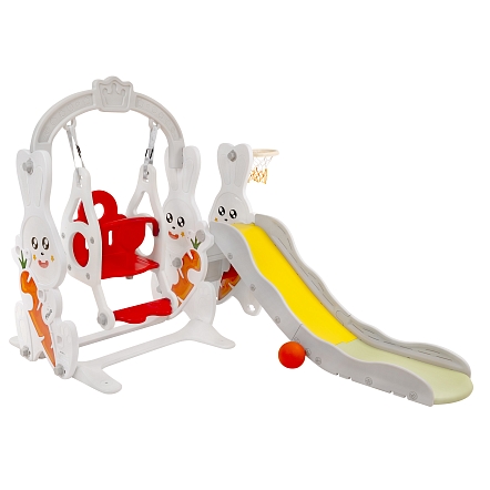Горка-Комплекс Pituso Rabit (горка,качели,баскет.кольцо) White/Белый UN-DW02-white купить — фото 1