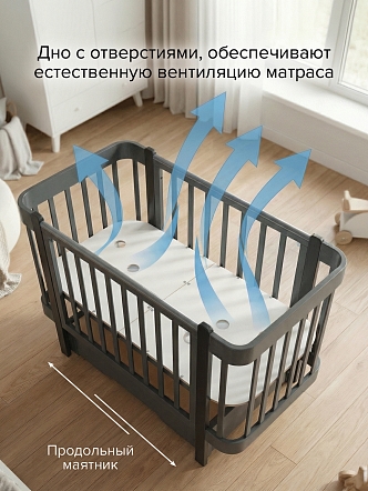 Кровать Pituso Olivia + маятник/ящик/автостенка/колесо 120*60 см Pit-103 купить — фото 8