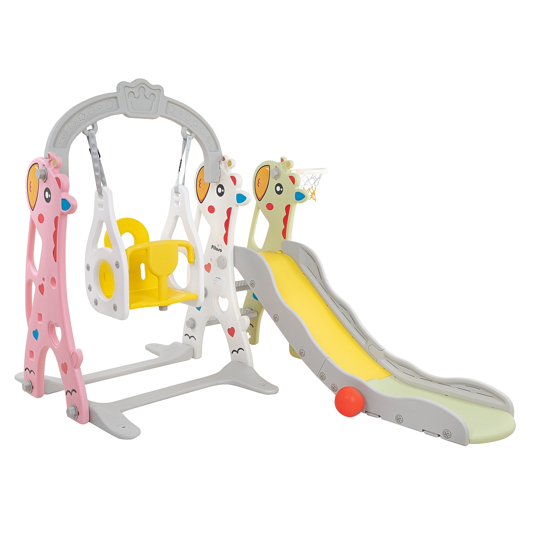 Горка-Комплекс Pituso Жирафик (горка,качели,баскет.кольцо) Colorful/Цветной UN-DW08 купить — фото 1