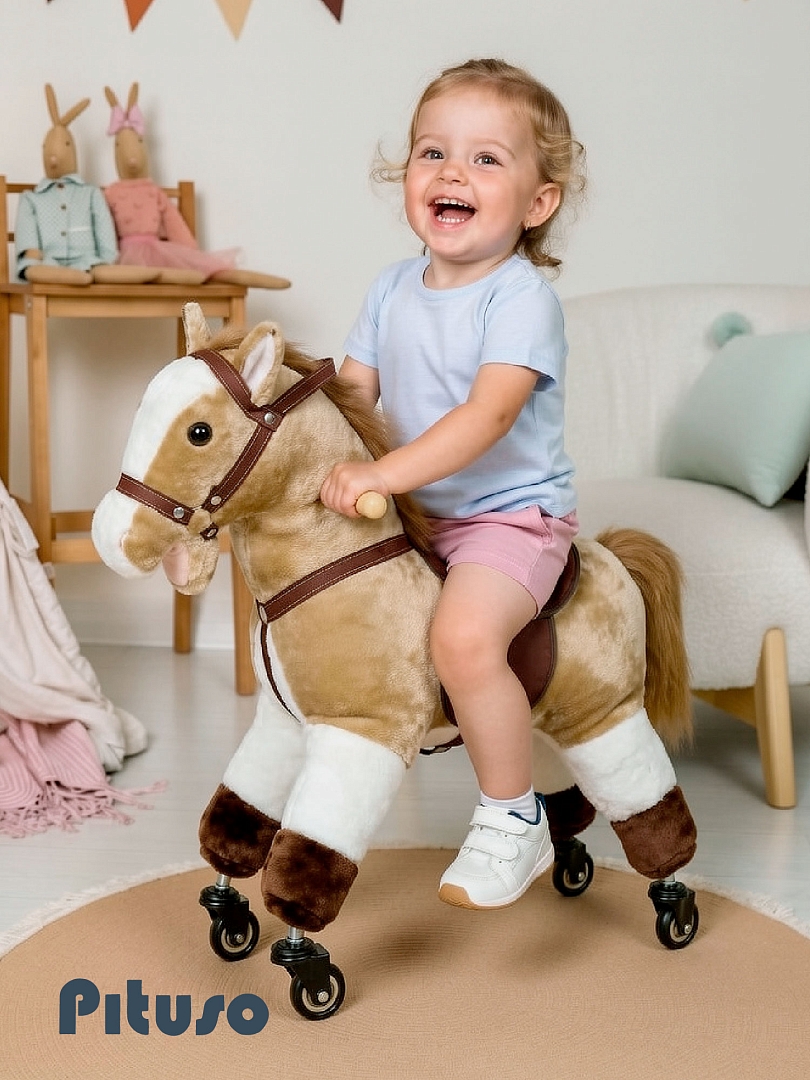 Каталка Pituso Лошадка c резин.колесами мягконаб.,муз. 57*23*60 см GS1016 купить — фото 7