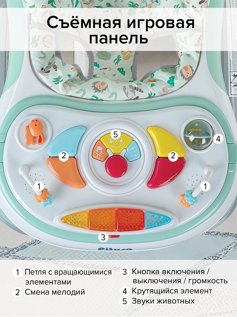 Ходунки Pituso Веселая ферма Mint/Grey Мятный/серый W1122PB8-Mint/Grey купить — фото 17