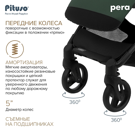 Коляска детская Pituso Pera (прогулочная)Army green/рама carbon/PU X-33/Army green