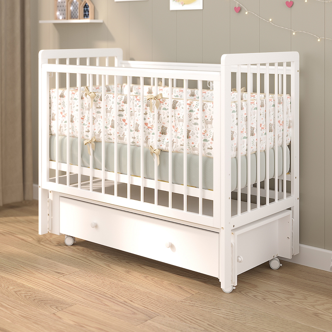 Кровать детская Pituso TINY ящик-маятник/колесо купить — фото 7