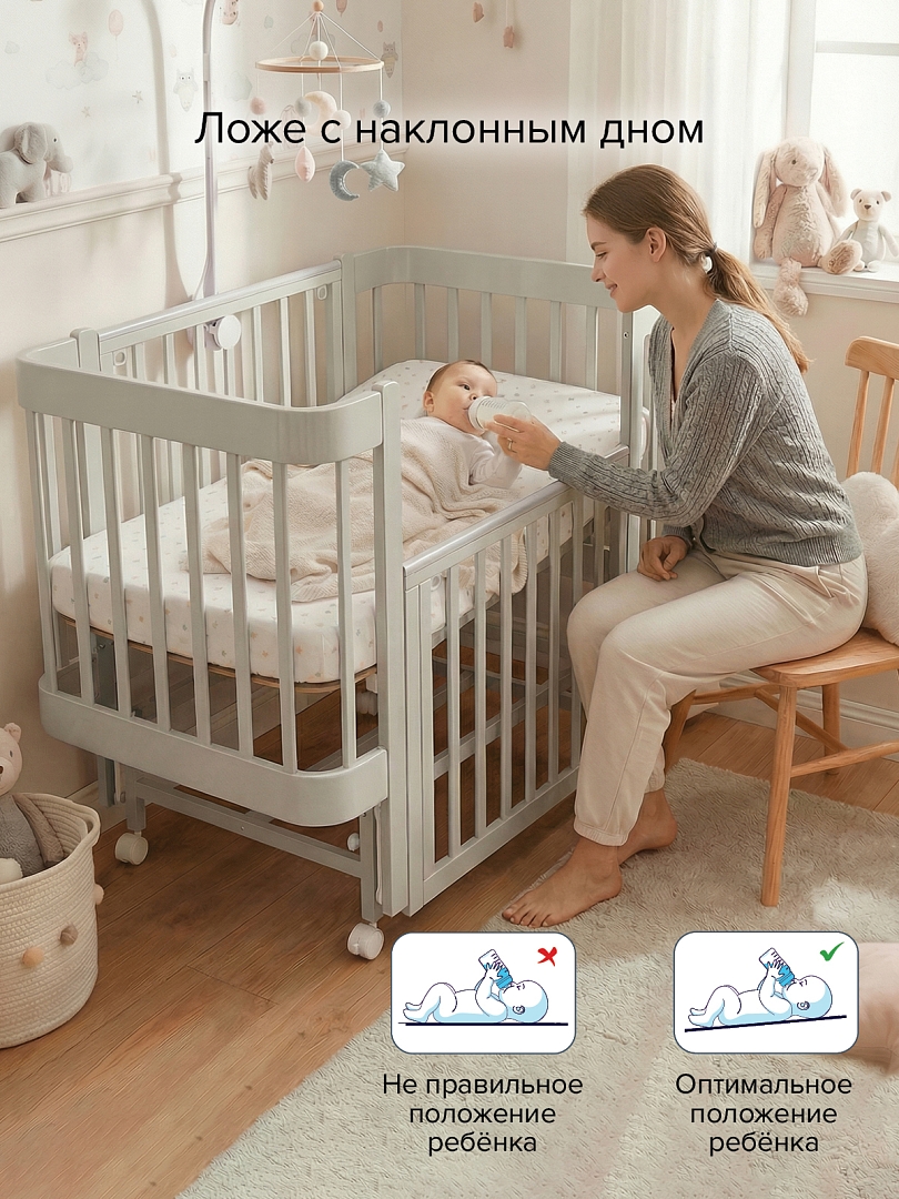 Кровать Pituso приставная/маятник/автостенка Mirelle 100*70 см Pit-104 купить — фото 9