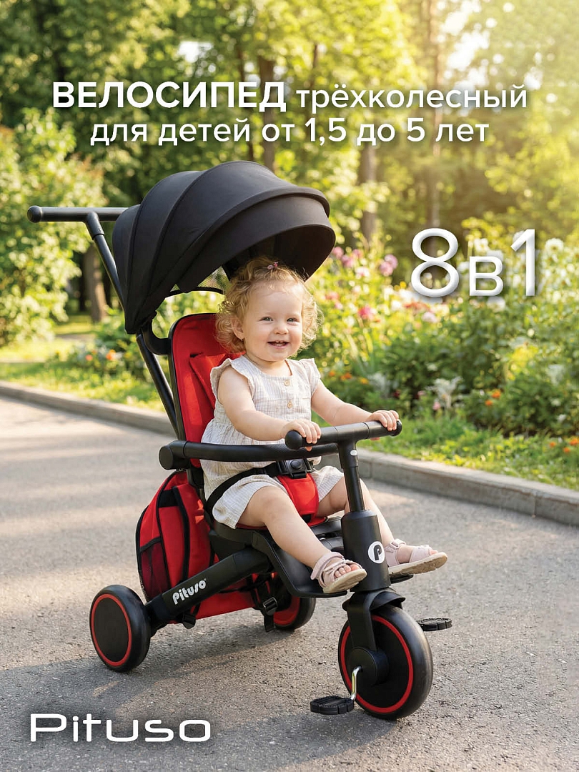 Велосипед трехколесный Pituso Leve Pro складной c сумкой T8 PLUS купить — фото 16