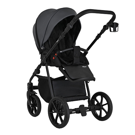Коляска Pituso 2 в1 Tossa короб+прогулка Кожа/Dark Grey TS/25/4
