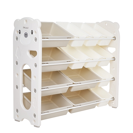 Стеллаж для игрушек с ящиками Pituso Балу,4 яруса 105*33*85 White/Белый NSNJ-0001-1-5-White купить — фото 1