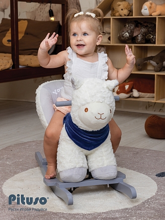 Качалка (с сиденьем) Pituso Лама, плюш.,муз.,Белый GS6101 купить — фото 8
