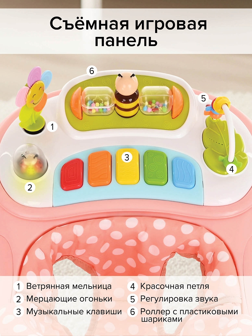 Ходунки Pituso Пчёлка силик.кол,игр, муз пан,силик.отбойник W1121PB8 купить — фото 9