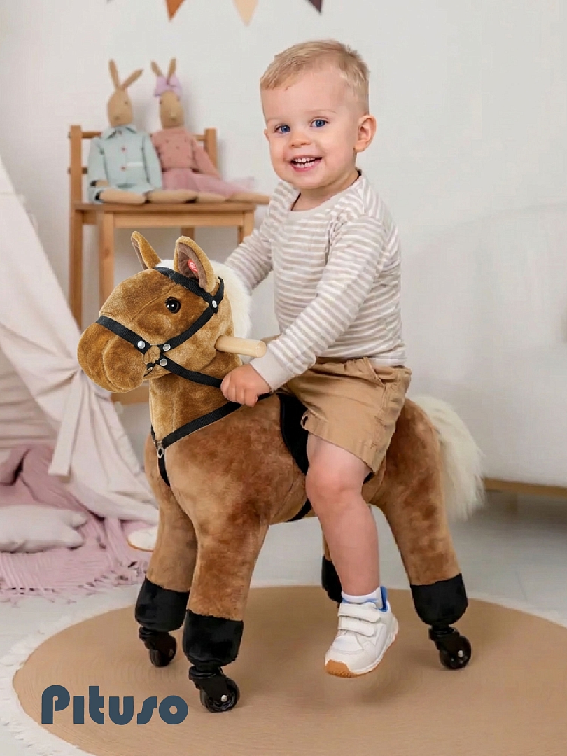 Каталка Pituso Лошадка c резин.колесами мягконаб.,муз. 57*23*60 см GS1016 купить — фото 6