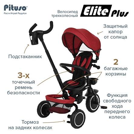 Велосипед трехколесный Pituso Elite Plus 10"/8" JY-T05Plus купить — фото 14