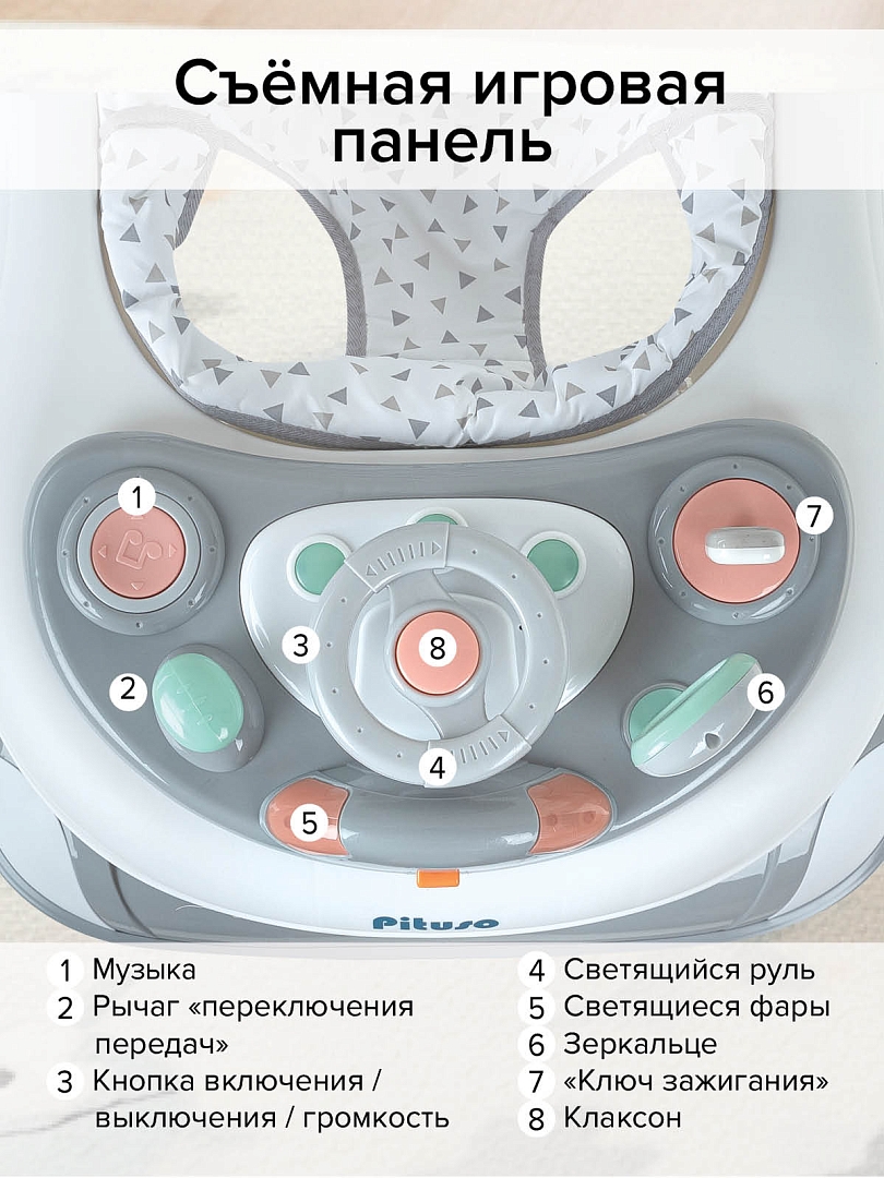Ходунки Pituso Юный водитель силик.кол,игр муз пан,силик отбойник W1005PB8 купить — фото 16