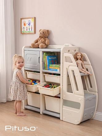 Стеллаж для игрушек Pituso с ящиками Экспресс, Grey/Серый-белый YYT877-grey купить — фото 14