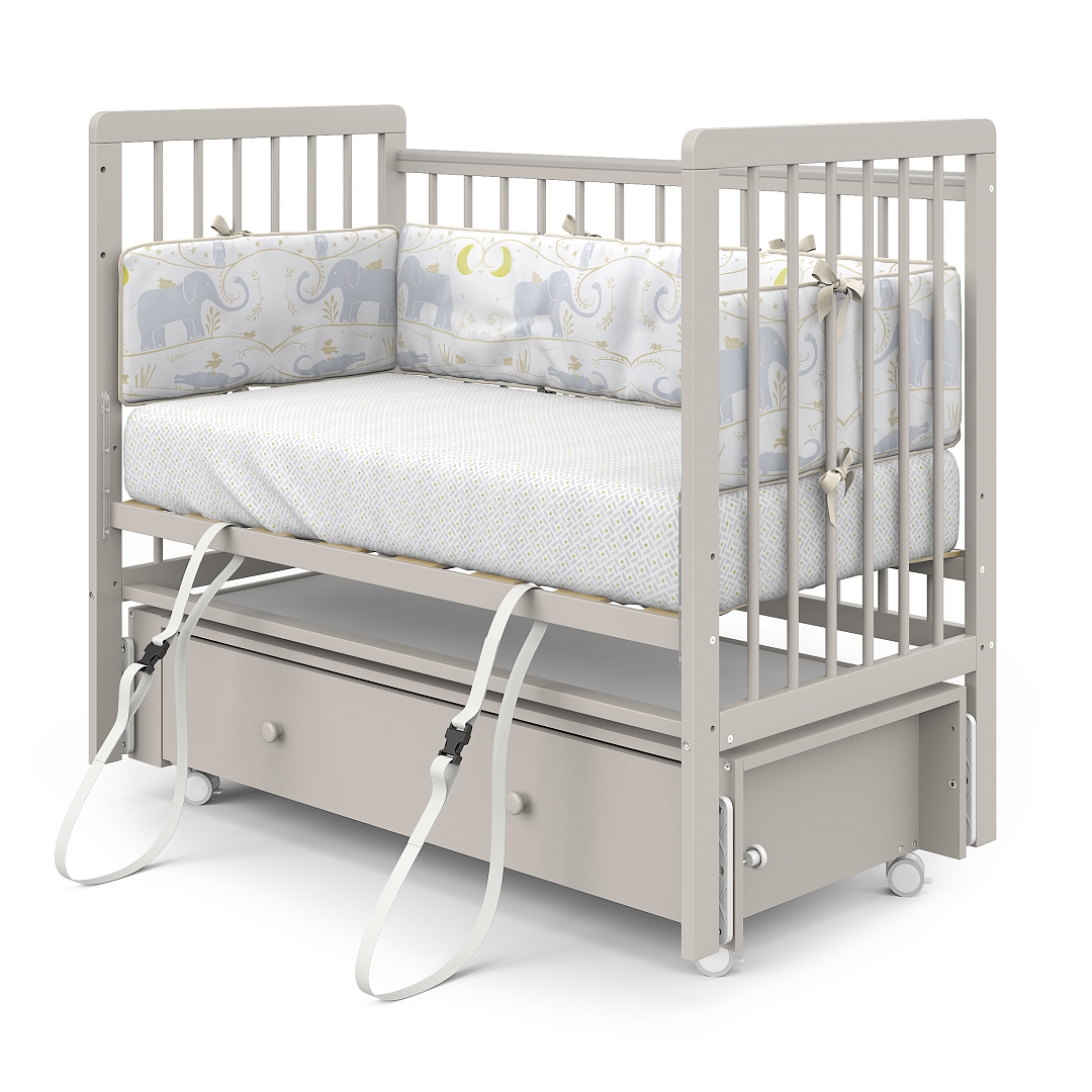 Кровать детская Pituso TINY ящик-маятник/колесо купить — фото 13