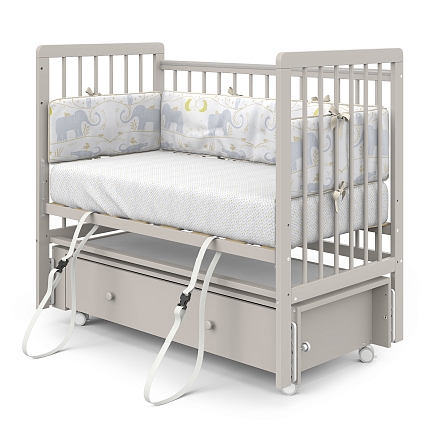 Кровать детская Pituso TINY ящик-маятник/колесо купить — фото 13