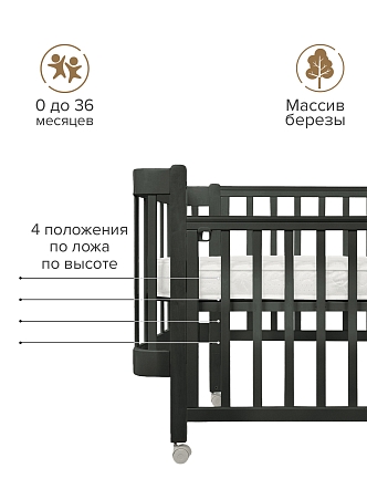 Кровать Pituso Olivia + маятник/ящик/автостенка/колесо 120*60 см Pit-103 купить — фото 10