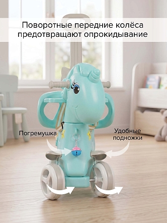 Качалка-каталка Pituso Ангел (родит.ручка,бампер,столик,муз.эл-т) Blue/Голубой YBC-SM-008-Blue купить — фото 27