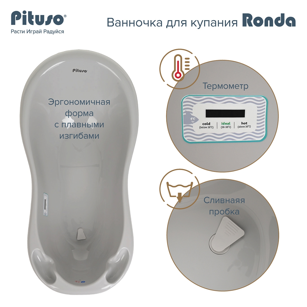 Ванночка для купания Pituso Ronda слив/термометр 101 см  купить — фото 8