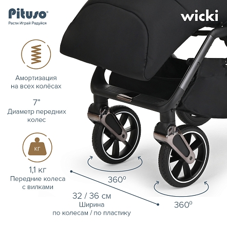 Прогулочная коляска Pituso Wicki PU Black/Черный  ABF2022/Black