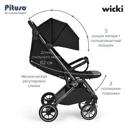 Прогулочная коляска Pituso Wicki PU Black/Черный  ABF2022/Black