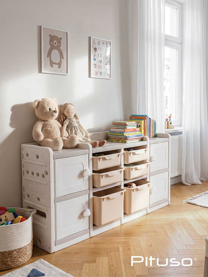 Стеллаж Pituso для игрушек с ящиками Simple MAX Beige/Бежевый YYS806-2-beige купить — фото 23