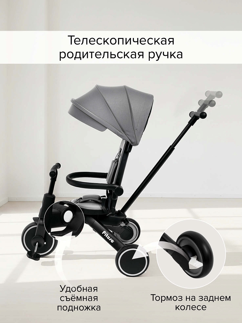 Велосипед трехколесный Pituso Leve Pro складной c сумкой T8 PLUS купить — фото 17