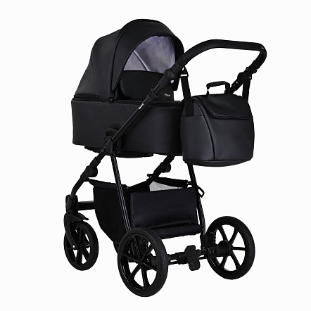 Коляска Pituso 2 в1 Tossa короб+прогулка Кожа/Black TS/25/1