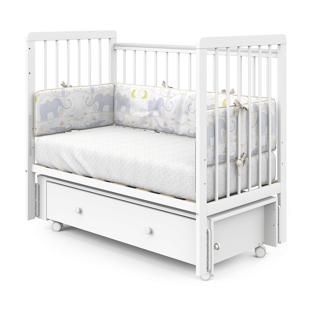 Кровать детская Pituso TINY ящик-маятник/колесо купить — фото 5