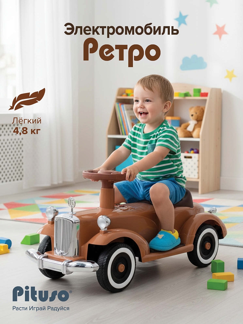 Электроквадроцикл Pituso Ретро 6V/4.5Ah,20W*1 2700003-4P купить — фото 19