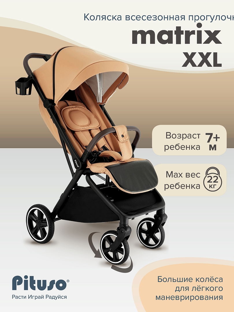 Прогулочная коляска Pituso MATRIX/чехол на ножки/PU(большие колеса) XXL купить — фото 13