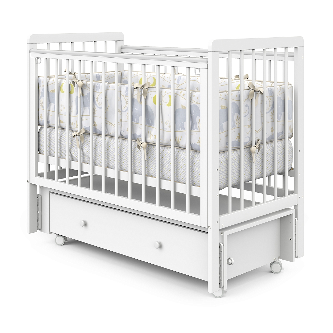 Кровать детская Pituso TINY ящик-маятник/колесо купить — фото 4