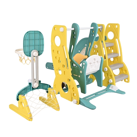  Горка-Комплекс Pituso Шаттл горка,качели,баскет.кольцо,футб.ворота L-RS05 Yellow купить — фото 3
