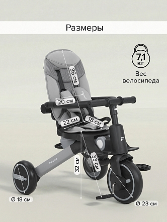 Велосипед Pituso трехколесный Leve Pro складной/сумка T8 PLUS купить — фото 31