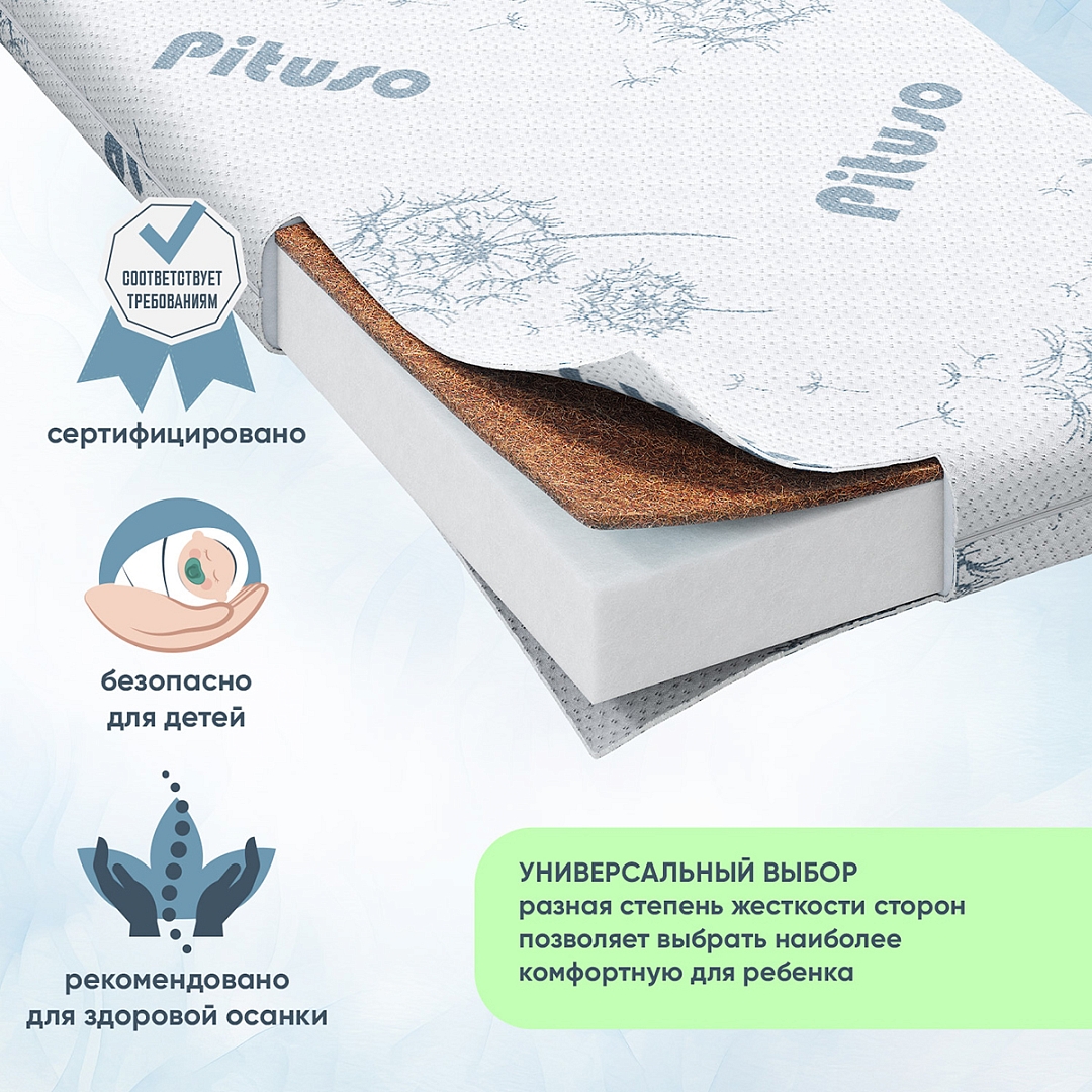 Матраc детский Pituso беспружинный Baby Balance 120*60*7 трикотаж BB-600/3 купить — фото 6