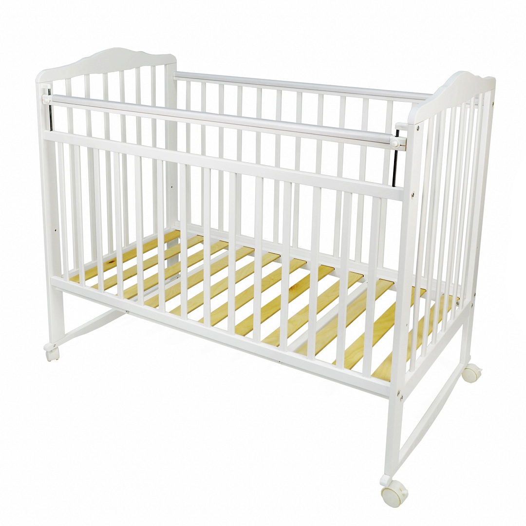 Кровать детская Pituso Marsel колесо-качалка.опуск.планк/накладка ПВХ Белый 3150511 купить — фото 1