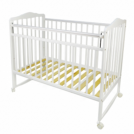 Кровать детская Pituso Marsel колесо-качалка.опуск.планк/накладка ПВХ Белый 3150511 купить — фото 1